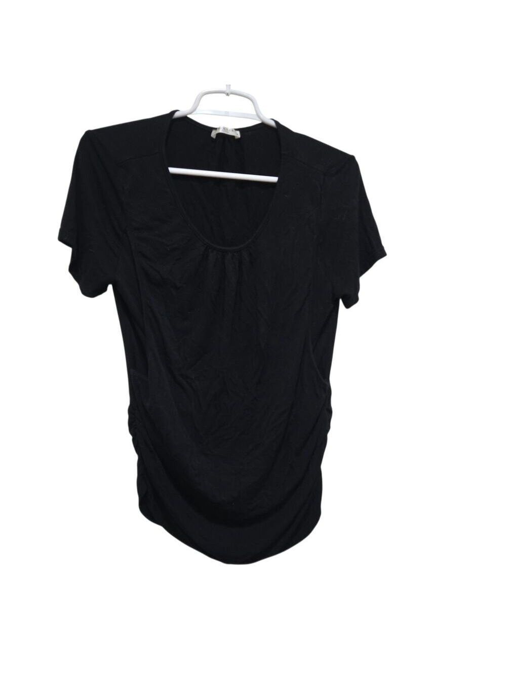 Ekouaer Black Ruched Side Stretch Tunic Top Size Medium